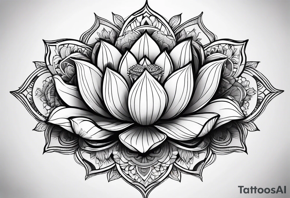 Lotus flower surrounded by a mandala tattoo idea