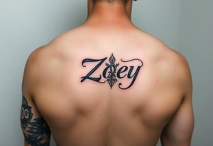 Arm tattoo for men with the name Zoey tattoo idea