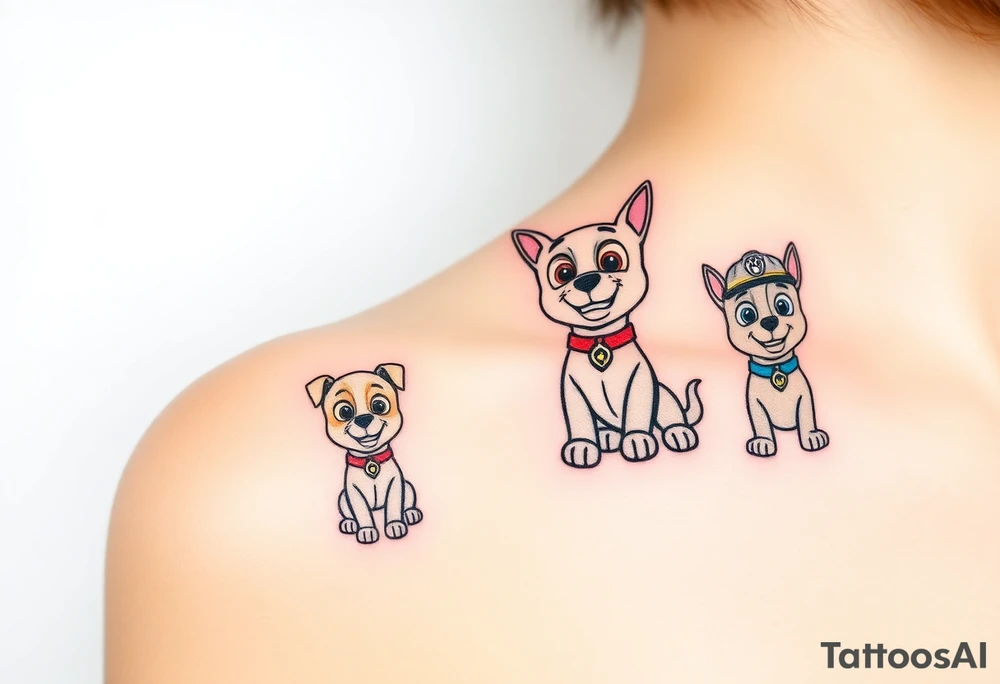full squad of paw patrol tattoo idea