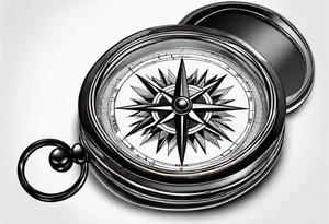 old simple pocket compass opened with both halves showing tattoo idea