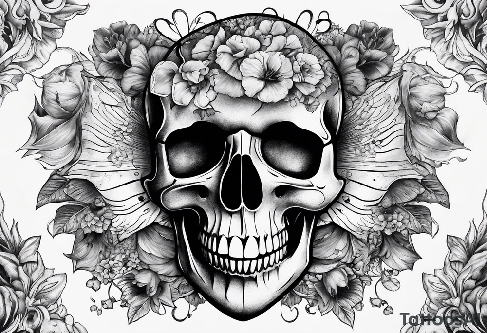 visceral heart fusioned with skull
half heart half skull tattoo idea