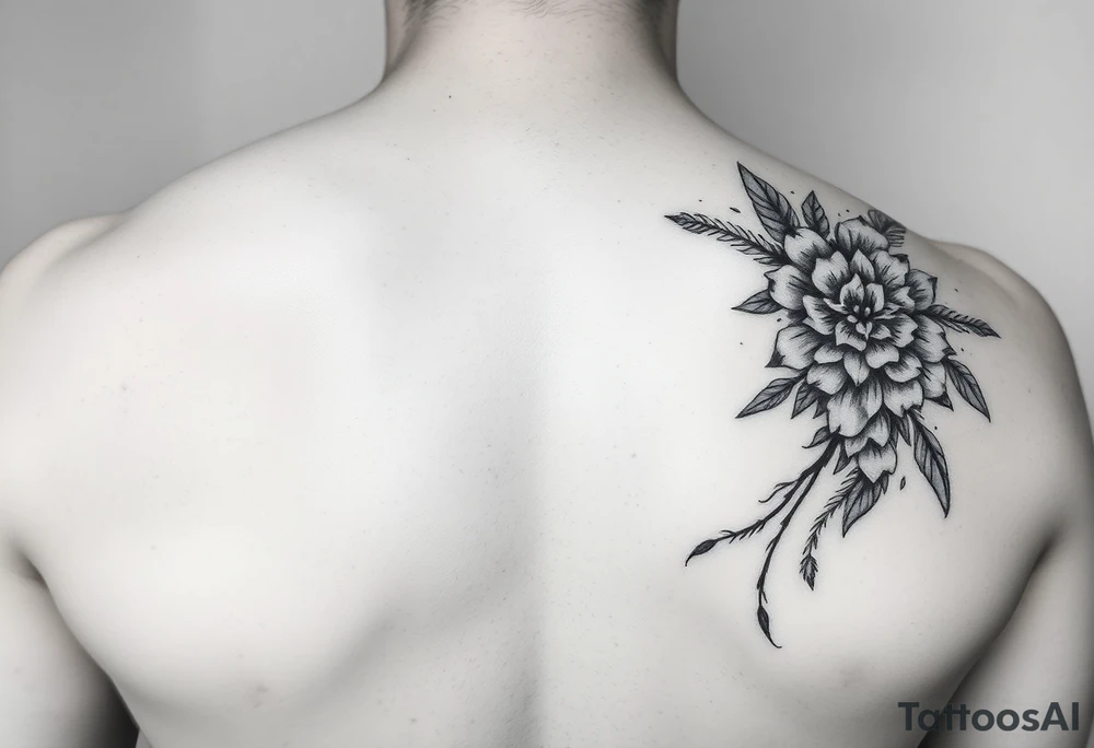 Design a unique and stunning tattoo featuring a 12 cm scar on the right side, incorporating feather and floral elements with the most creative and beautiful ideas. tattoo idea