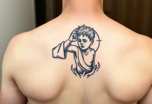 i want a boy reaching out to Jesus hand while falling into the emboss tattoo idea