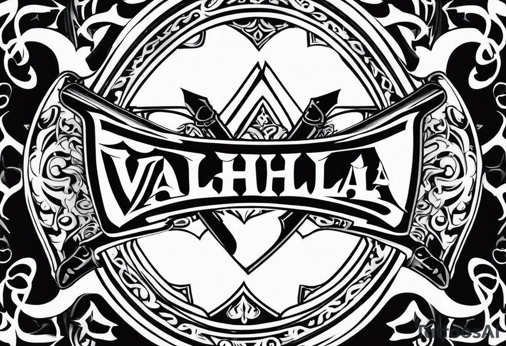 Valhalla sword shield axe tattoo idea