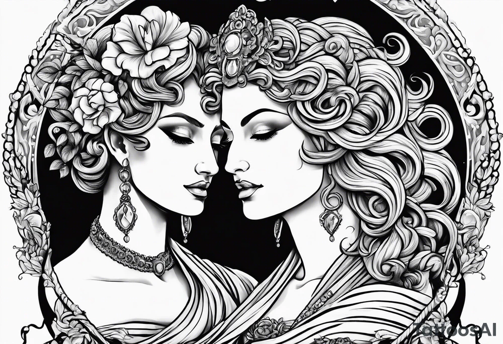 Medusa and persephone as lesbian lovers tattoo idea