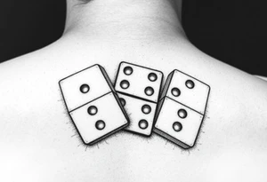 Three realistic domino tiles falling onto each other , showing the pips 8, 7, and 6. tattoo idea