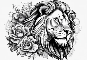 sketch power and lion and number 4 tattoo idea