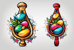 2 colorfull swinging maracas with cuban star tattoo idea