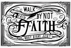 “walk by faith, not by sight” stairwell wrapping around the quote. This design captures the essence of the journey guided by faith. tattoo idea