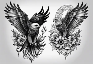 Small inside arm tattoo. Black kite (Daya's name), nature (trees/flowers), rock/metal vibe, small sunflower. tattoo idea