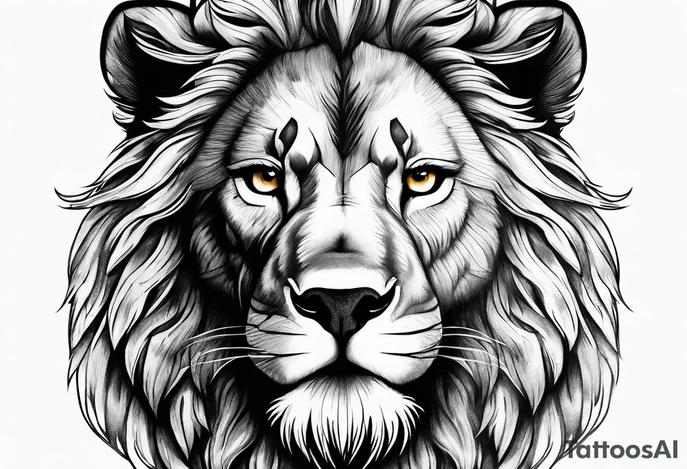 Face of a 1 Lion, an eagle, and 1 wolf tattoo idea