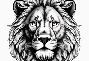 Face of a 1 Lion, an eagle, and 1 wolf tattoo idea