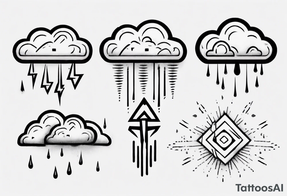 a cloud with rain and thunder tattoo idea
