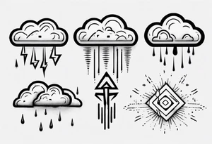 a cloud with rain and thunder tattoo idea