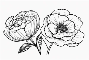 Flower heads of primrose 2 carnation and rose together tattoo idea