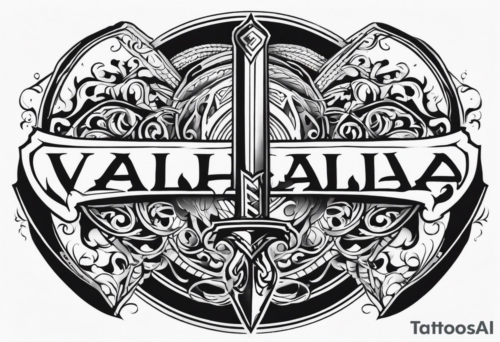 Valhalla sword shield tattoo idea