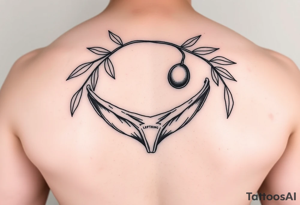 An olive wearing a thong together tattoo idea