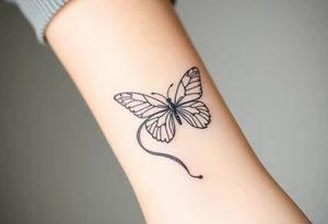 ethereal butterfly with flowing silk ribbons in moonlight tattoo idea