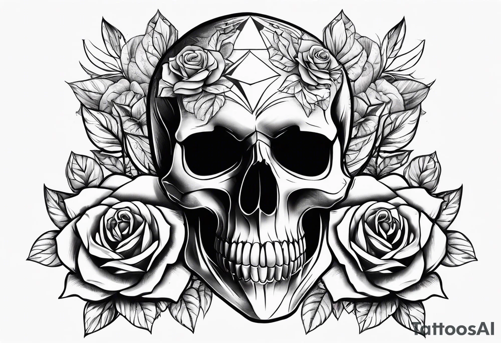 skull and roses tattoo idea