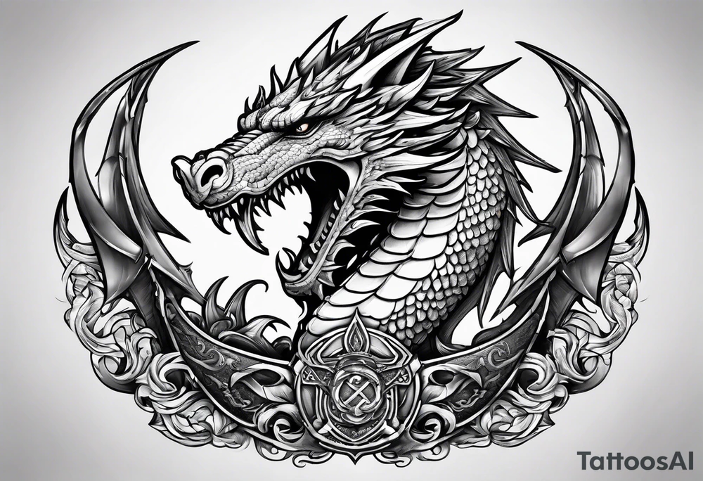 Valhalla sword ship dragon head tattoo idea