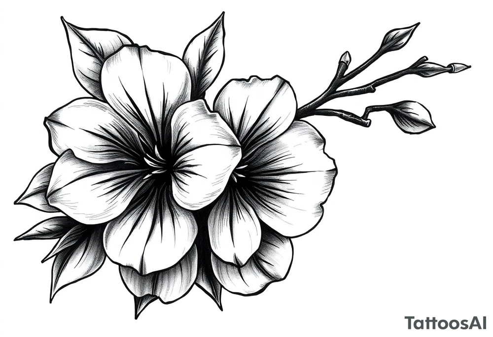 Elongated Cherry blossom with round petals tattoo idea