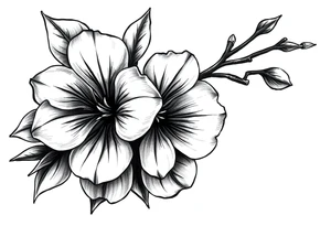 Elongated Cherry blossom with round petals tattoo idea