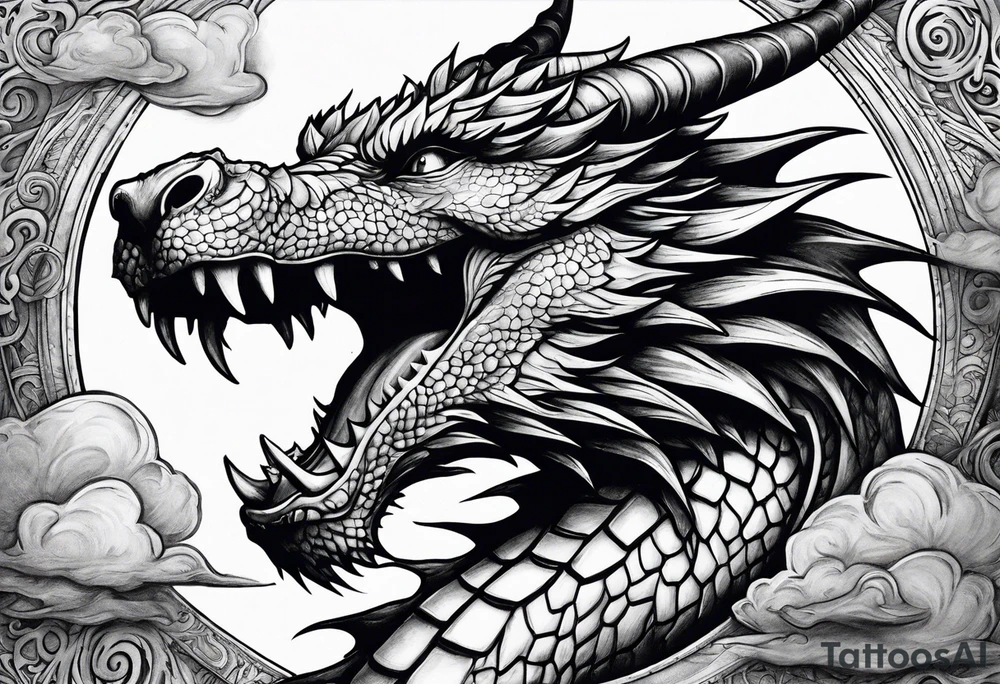 Fluing Dragon eat the moon tattoo idea
