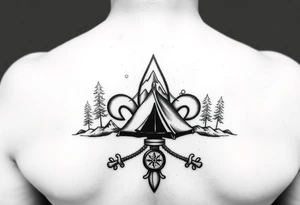 Scouting, camping, nature, fleur de lis, necker, tent, mountain, compass

Black and white or watercolor tattoo idea