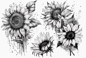 Four sunflowers underwater tattoo idea