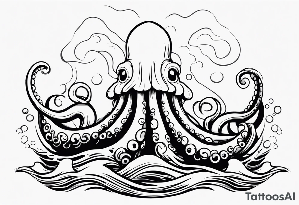 The tentacles of a kraken coming out of the water tattoo idea