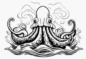 The tentacles of a kraken coming out of the water tattoo idea