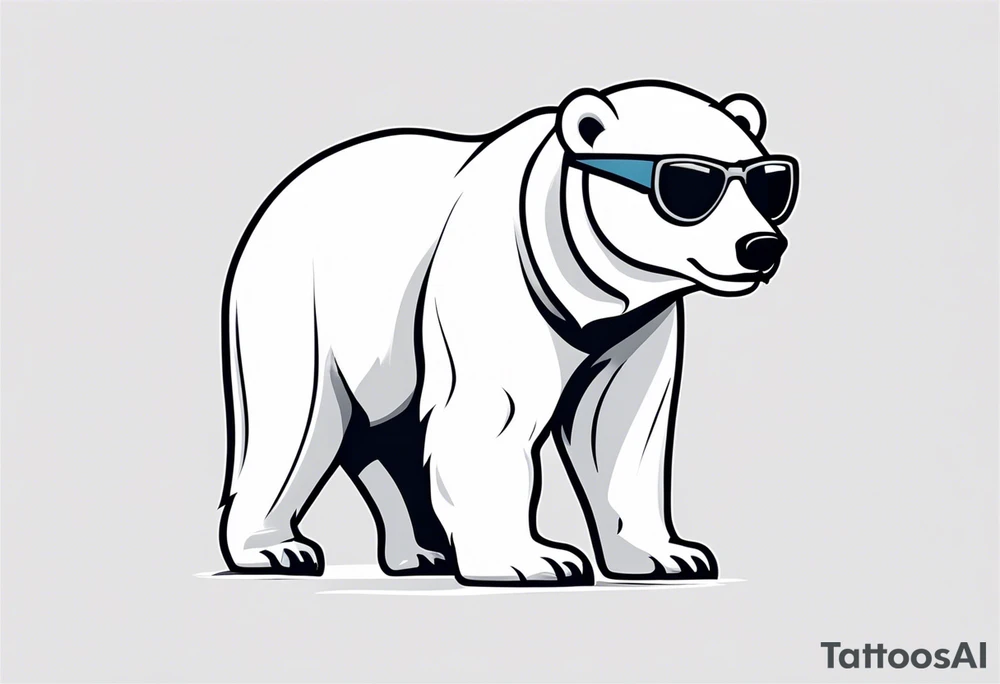 Polar bear standing on two legs wearing a winter hat and snow goggles tattoo idea