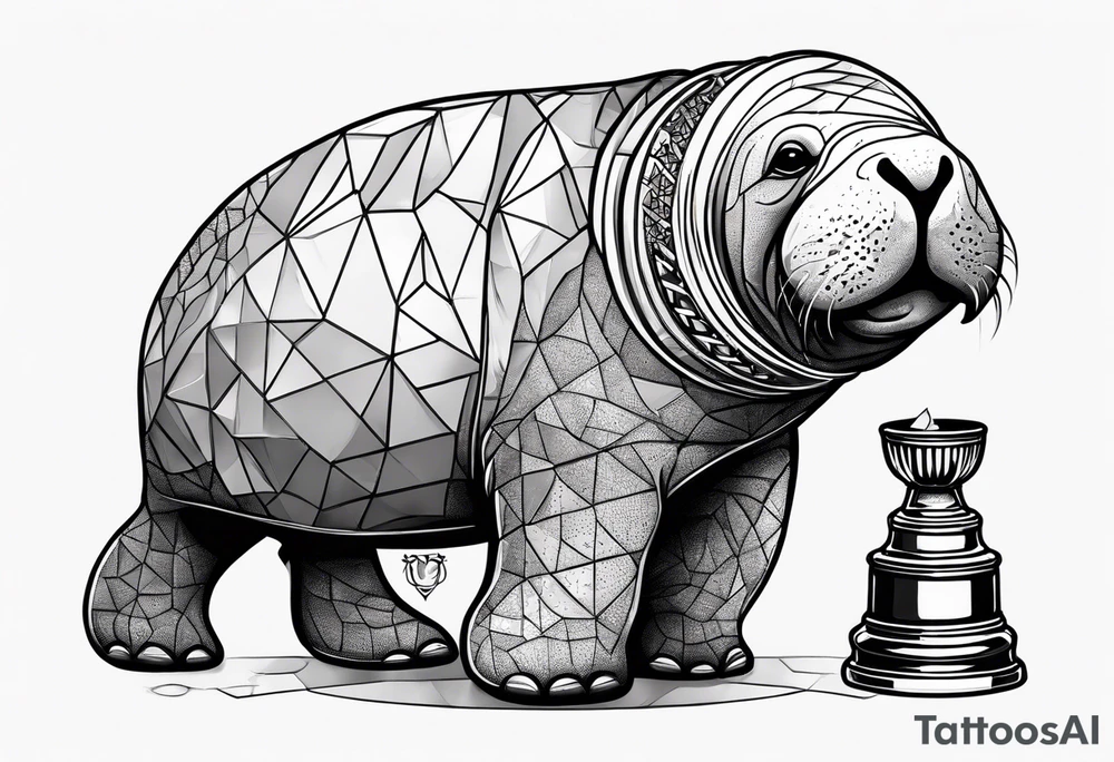 Manatee holding the Stanley Cup tattoo idea