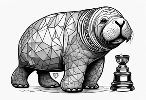 Manatee holding the Stanley Cup tattoo idea