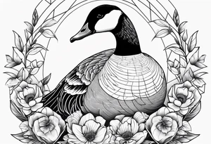 angry canadian goose with flowers at the bottom tattoo idea