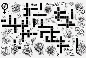 The words Maggie and Lucas in a crossword puzzle tattoo idea