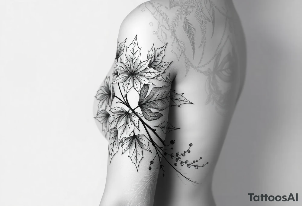 Maple leaves, juniper leaves, Blake, Kenya, Jacob tattoo idea