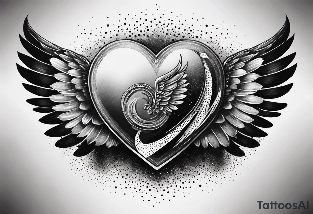 heart, wings, music tattoo idea