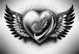 heart, wings, music tattoo idea