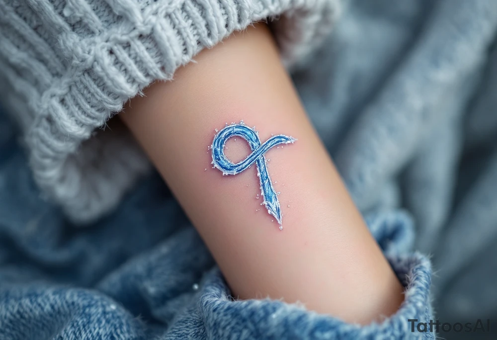 The love rune is carved from ice, with soft blue and silver accents, creating a frosted effect tattoo idea
