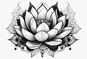female samurai lotus flowers neotribal tattoo idea