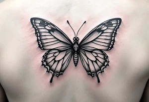 A bow tie with the outline of a butterfly tattoo idea