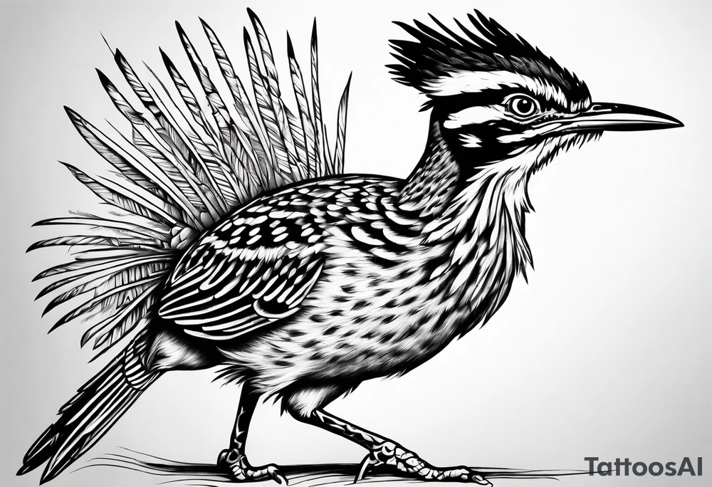 Traditional roadrunner running tattoo idea