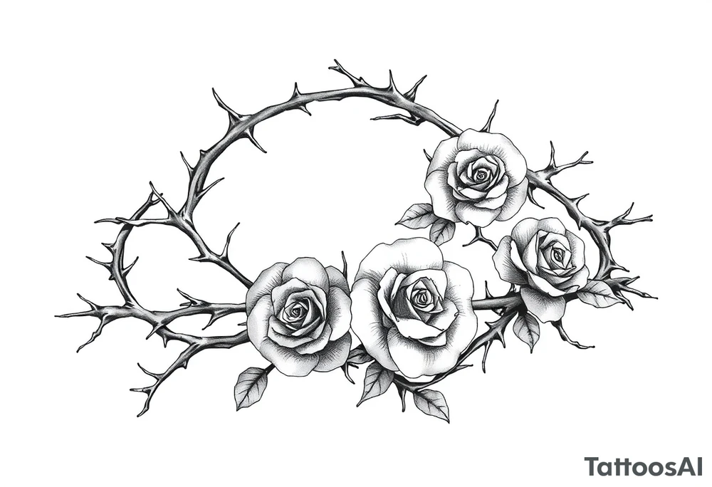 Thorns with small roses tattoo idea