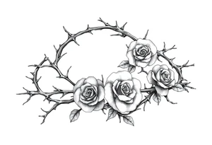Thorns with small roses tattoo idea