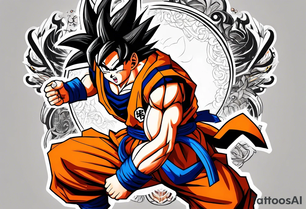 son goku neben crelyn sitzend tattoo idea