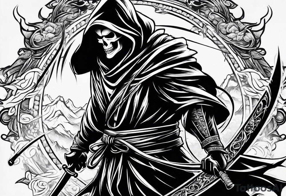 Katana and grim reaper tattoo idea