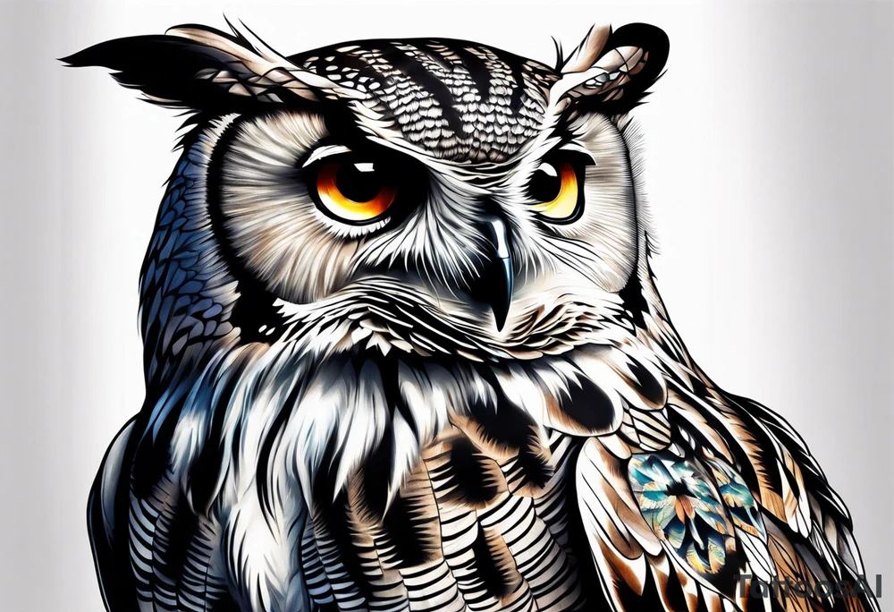 Owl with eyes tattoo idea