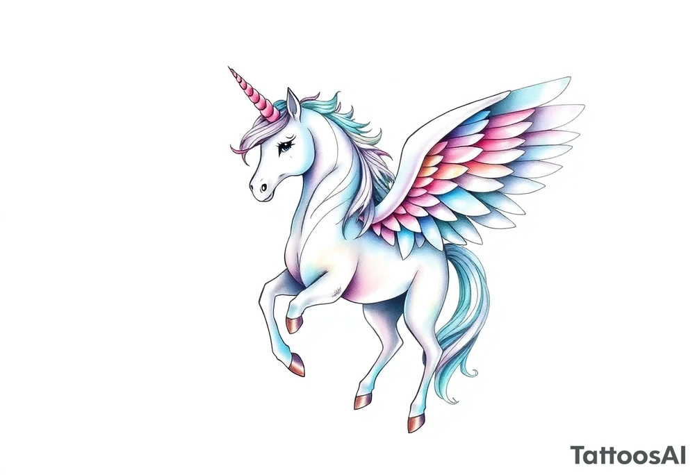 Unicorn with wings tattoo idea