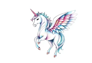 Unicorn with wings tattoo idea
